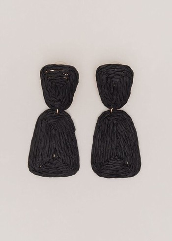 Phase Eight Black Raffia Square Drop Jewellery Black Australia | EN9251078